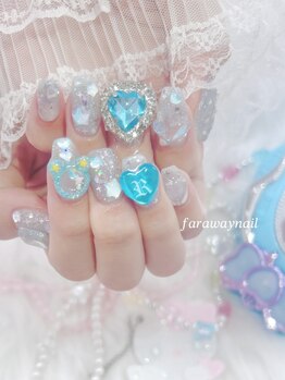 ファラウェイネイル(Faraway nail)/ゴテゴテ水色ネイル★