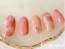 ディア ネイル(Dear nail)/ピンクとオレンジのタイダイ