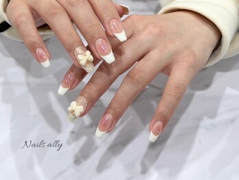 ネイルズアリー 立川店(Nails ally)/フレンチネイル×リボン×春