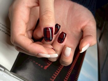 アース ネイルアンドアイラッシュ 甲府昭和店(HAIR & MAKE EARTH Nail&Eyelash)/チェックネイル　￥7900