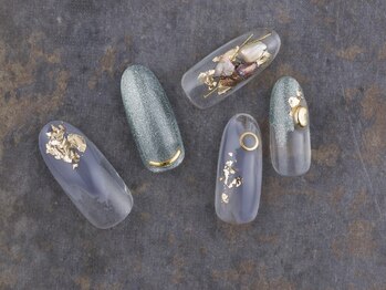 サンミーゴネイル 神戸店(Sunmego Nail)/くすみ×ギャラクシーネイル