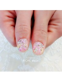 オーロラホロ×レインボー花