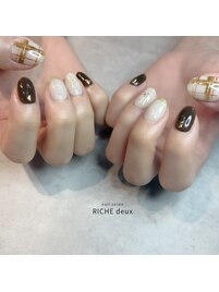 チェックリボンネイル