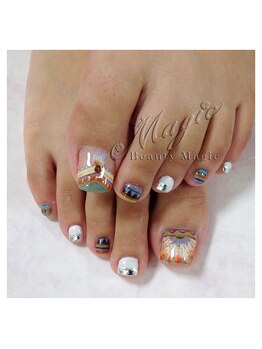 ネイルサロン ビューティーマジック 川口店/フット手描きエスニックネイル