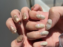 シェルネイル × ゴールドネイル