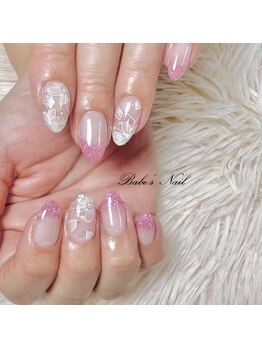 ベイブズ ネイル(Babe’s Nail)/フラワーネイル×フラッシュ