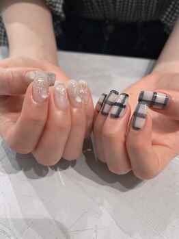チェックネイル/アシメネイル
