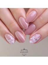 ピオニーネイル(peony nail)/シンプル　ホワイトフラワー