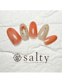 手書き花ネイル