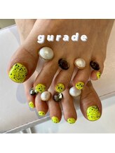 グラデ(Gurade)/ネオンイエロー×黒ホロ