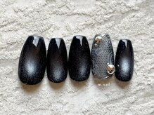 エムドットネイル 池袋(m.nail)/ネイビーマグネット×レース柄