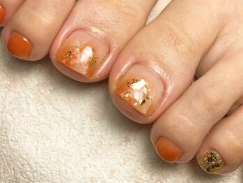 オーラリー ネイル アート メゾン(ORRERY nail art maison)/フット / ニュアンスオレンジ
