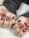 バレンタイチェックネイル¥7700