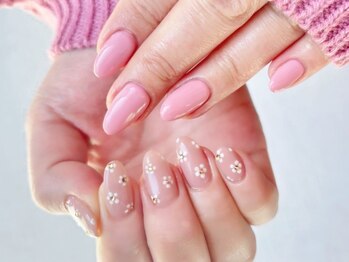 プティ アイビューティ 北浜店(peTiT eyebeauty)/フラワーネイル　ワンカラー