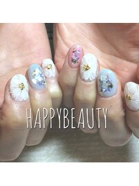 フラワー×エンボスライン