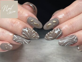 ネイルセッション(nail session)/ココア色の優しめゼブラ