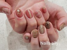 ネイルズアリー 立川店(Nails ally)/チェック×ワイヤーアート