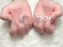 ヒールネイル(heal nail)/アシメ　grayge×白french～
