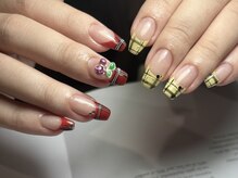 サロンドファン(salon de Fan)/チェック柄×フレンチネイル