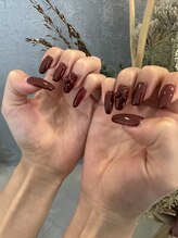 プルメリアドット(Plumeria.)/リボンワンカラーネイル