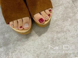 フット　ボルドー×ベージュ