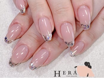 ヘラー 渋谷(HERA)の写真/【新規オフ無料/チップ長さだし＋ガラスフレンチ¥14480】光輝くブライダルネイルとしても人気◎大切な日に