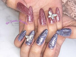 【ロングネイル】蝶々ネイル
