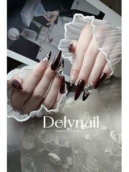 デリーネイル(Dely_nail)/大人上品なボルドー大粒ビジュー