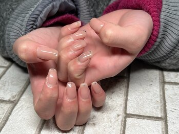 ワンカラー 爪先ラメ