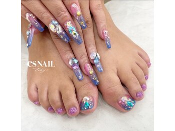 エスネイル 新宿西口店(es NAIL)/夏色オーロラキラキラ