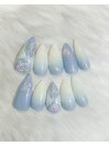 紫陽花柄のリボンネイル