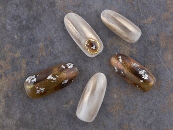 サンミーゴネイル 神戸店(Sunmego Nail)/ムラ塗りミラー銀箔ネイル