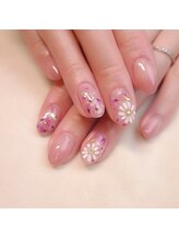 ピオニーネイル(peony nail)/デイジー＆ドライフラワー