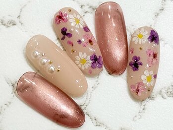 チェリーズネイル(Cherrys Nail)/春 押し花ネイル 大人ネイル