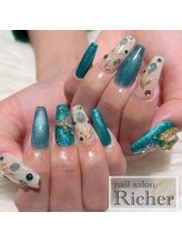 エスフィーネイルサロン リシェル(Esfy nailsalon Richer)/マグネットグリーンカラー