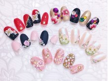 ネイルコレクション ピンク(Nail Collection Pink)/ジェルアート付放/3D薔薇・和風