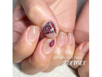 ジェルメ(germer)/個性派☆手描きカメレオンネイル