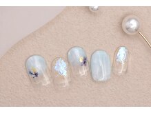 ネイルサロンプリッシュ 横浜店(prish)/6月号 5000円　金箔花　塗りかけ
