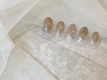 塗りかけネイル/ベージュネイル