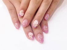 ネイルコレクション ピンク(Nail Collection Pink)/ジェル定額￥8990/３Ｄ薔薇