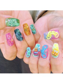 リグネイルスタジオ(Lig nail studio)/スポンジボブネイル