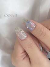 エスネイル 新宿西口店(es NAIL)/花柄とクロスパーツ