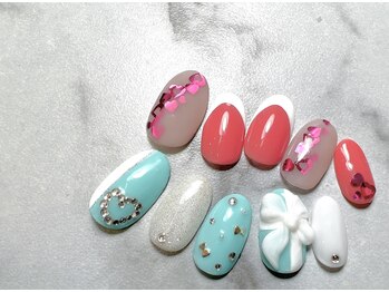 ナル バイ ネイルブレイク(Nalu by Nail Break)/リボン×ティファニーブルー