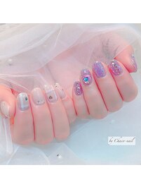 キラキラパープル×ホワイトnail