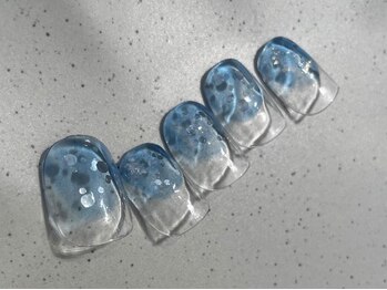 アイネイルズ 池袋店(I-nails)/塗りかけブルーラメ