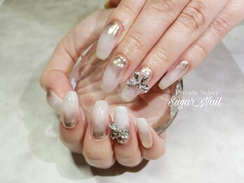 シュガーネイル(sugar nail)/シアーホワイト&ミラーグラデ