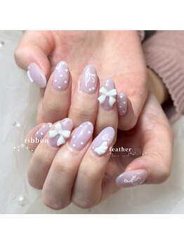 ケソン ネイル スタジオ(qeson nail studio)/淡い紫のゆめかわネイル♪