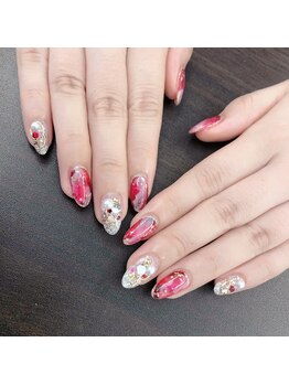 ネイルサロン ユー(Yu...)/クリアレッドニュアンスnail