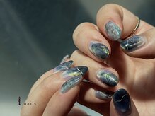 アイネイルズ 吉祥寺店(I nails)/オーロラミラーネイビー奥行マグ
