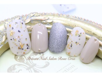 ローズクレア(Rose Crea)/マットな大理石パウダーネイル